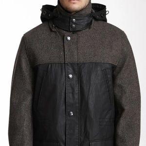 Men's Vince Camuto Black Grey Mixed Media Tweed Anorak Coat 2XL